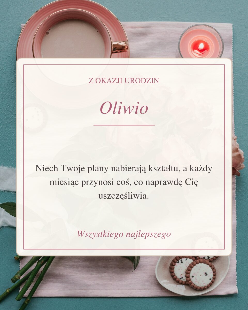 Kartka urodzinowa dla Oliwii - Kawa i kwiaty w ciepłych barwach